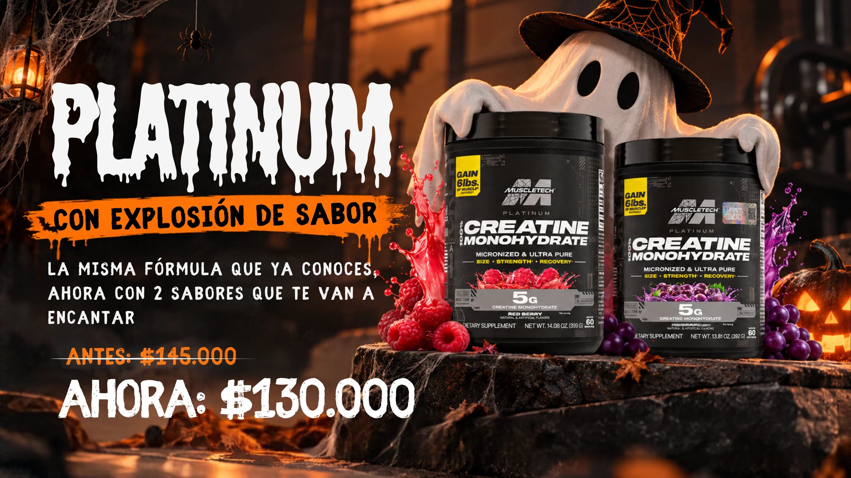 Creatina Platinum con sabor, ahora $130.000