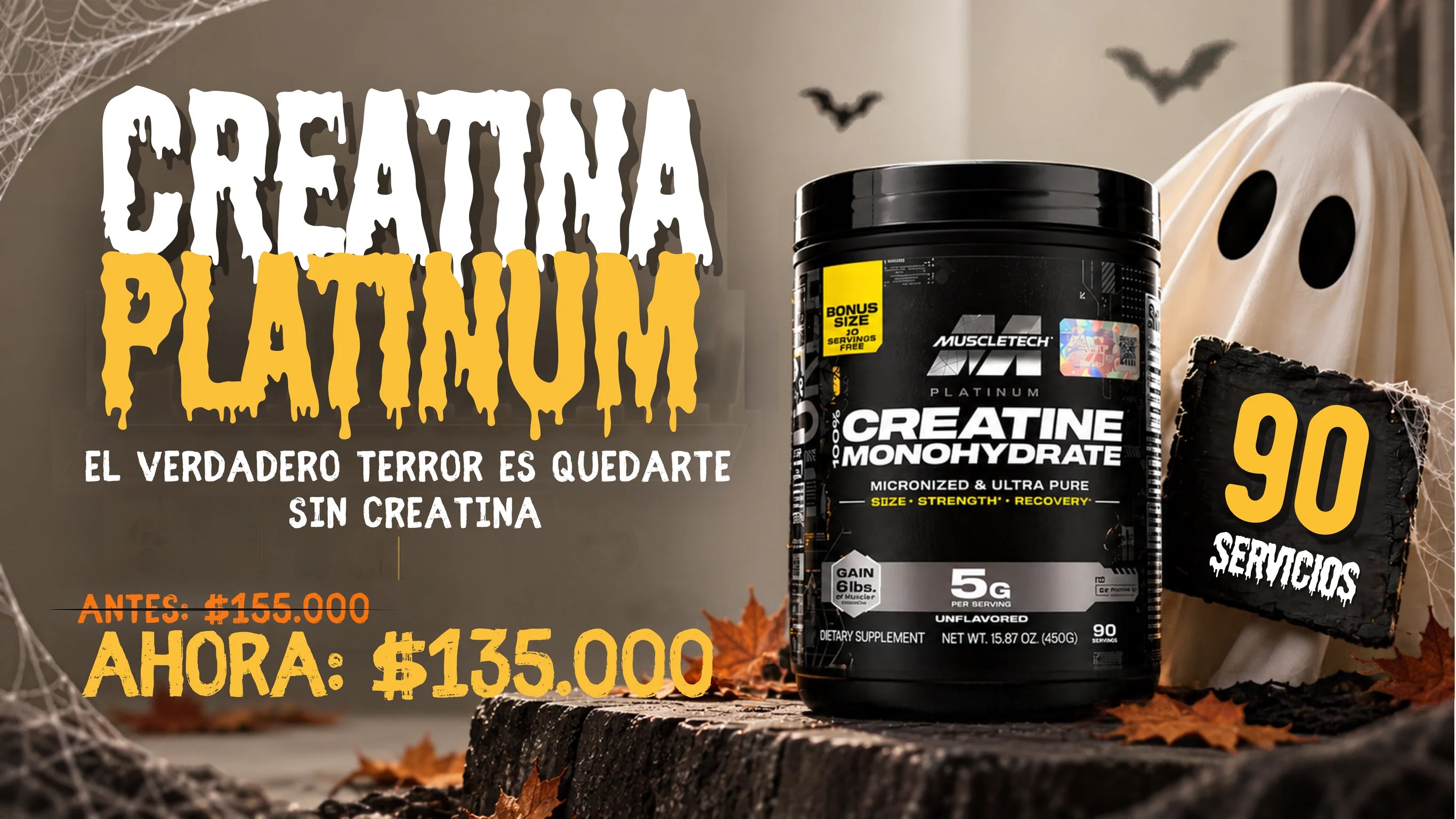 Creatina Platinum 90 servicios, ahora $135.000